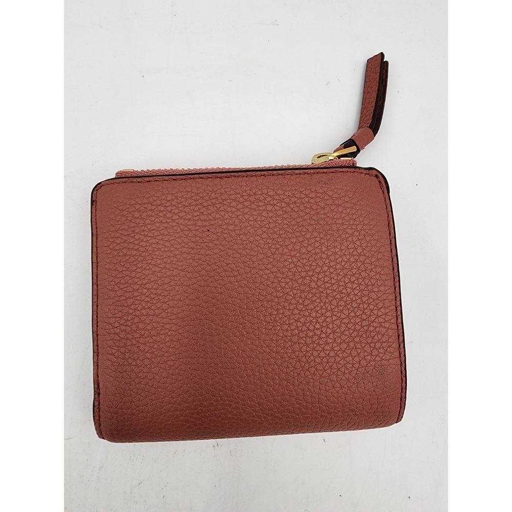 Tory Burch McGraw Mini Bifold Pebbled Leather Wallet Rosewood - Picture 2 of 14